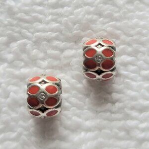 2X Brighton MINI Ring of Flowers Beads Red New Retired